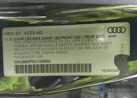 2016 Audi A3 2.0T Premium from USA, damaged, VIN WAUB8GFF5G1058550